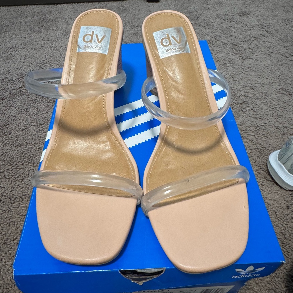 DV by Dolce Vita Blush Pink Slide Sandals with Clear Double Straps